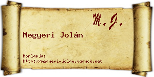 Megyeri Jolán névjegykártya